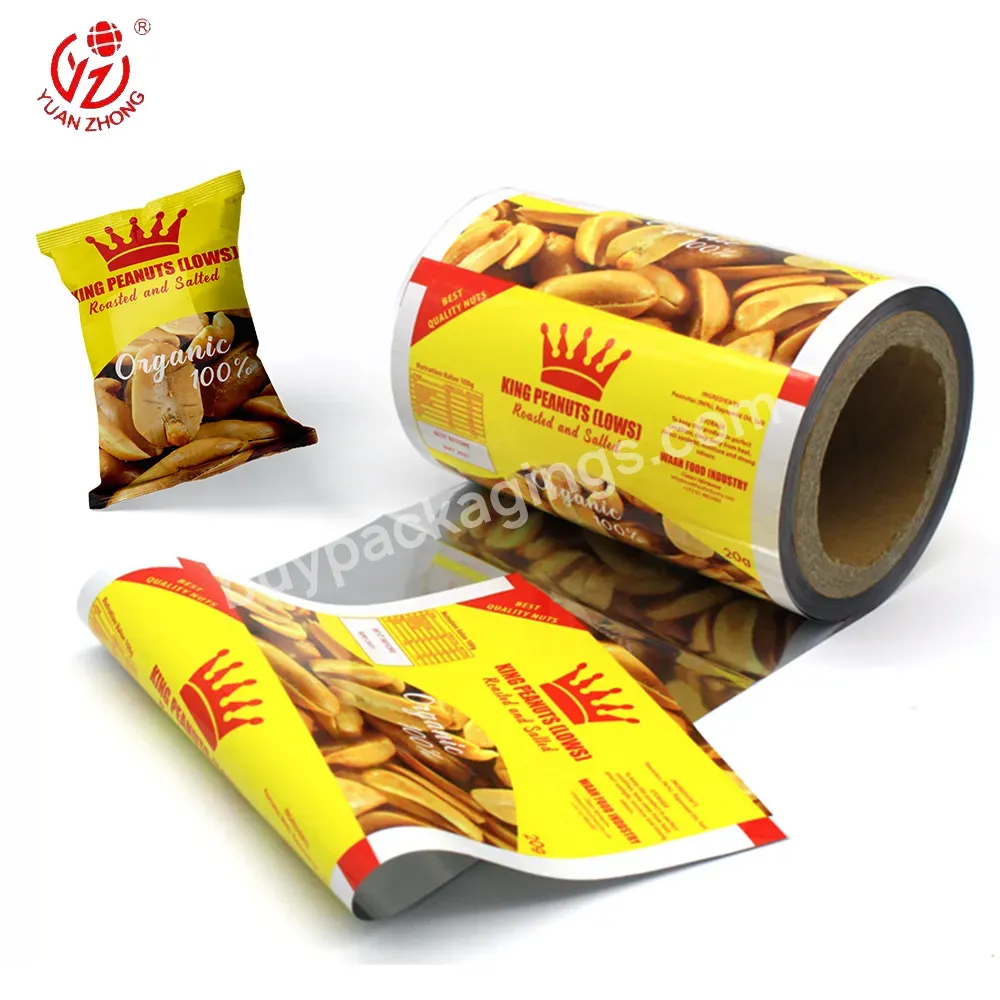 Factory Of Plastic Print Film Roll Used For Snacks/potato Chips/nuts Packaging,Laminated Small Bag Snack Packaging Film Roll