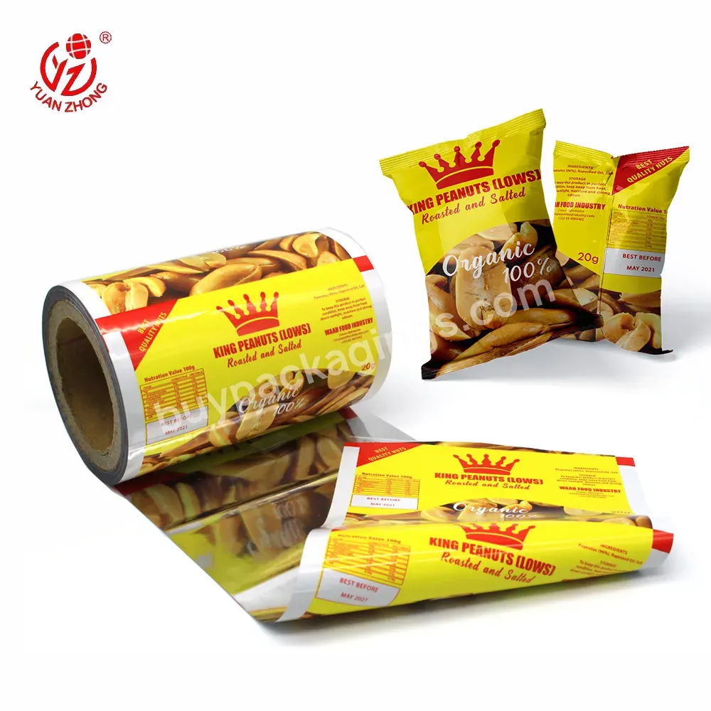 Factory Of Plastic Print Film Roll Used For Snacks/potato Chips/nuts Packaging,Laminated Small Bag Snack Packaging Film Roll