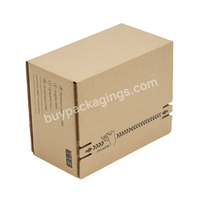 Factory Outlet Custom Logo Zipper Corrugated Packaging Shipping Mailer Box With Tear Stirp