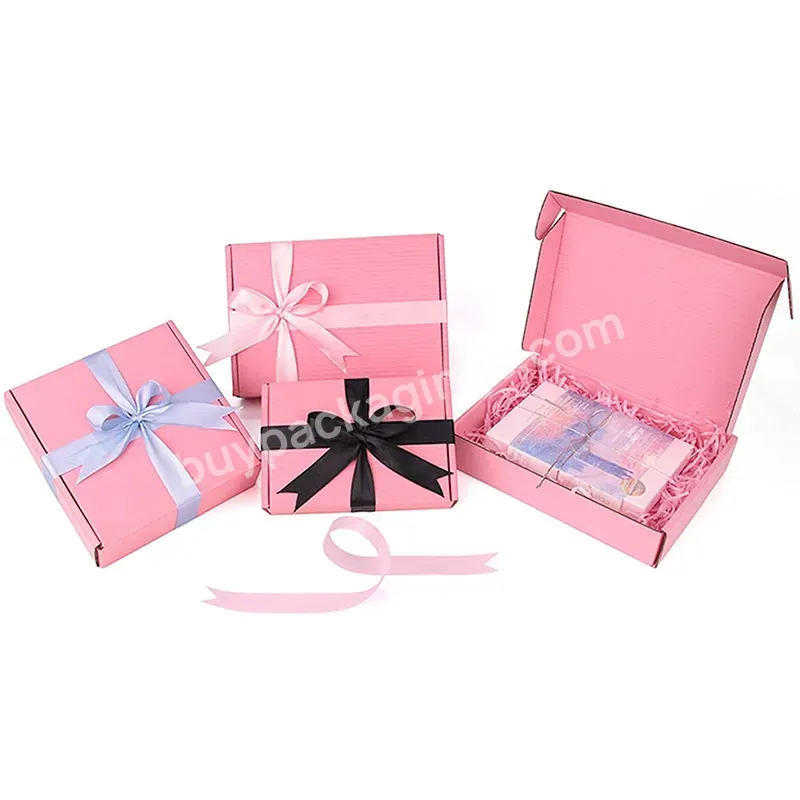 Factory Pink Gift Carton Blank Brown Kraft Paper Shipping Box Recyclable Corrugated Mailer Gift Delivery Boxes