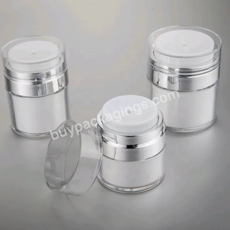 Factory Price 15ml 30ml 50ml 100g Acrylic Lotion Luxury White Serum Smooth Pp Silver Pump Airless Jar Airless Pump Bottle - Buy Cosmetic Bottle,Airless Cream Bottle,Vacuum Cream Bottle.