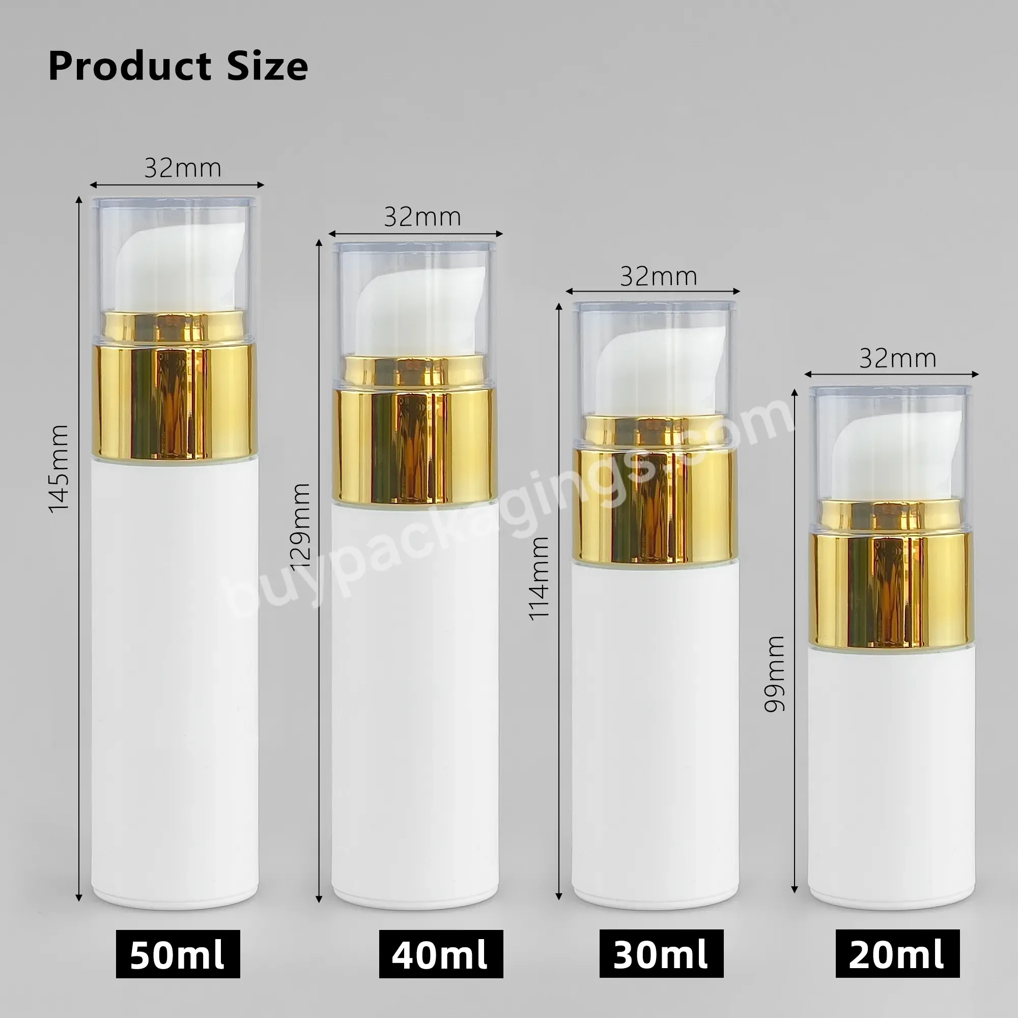 Factory Price 20ml 30ml 40ml 50ml Acrylic Lotion Luxury White Serum Matte Pp Silver Pump Airless Jar Airless Pump Bottle