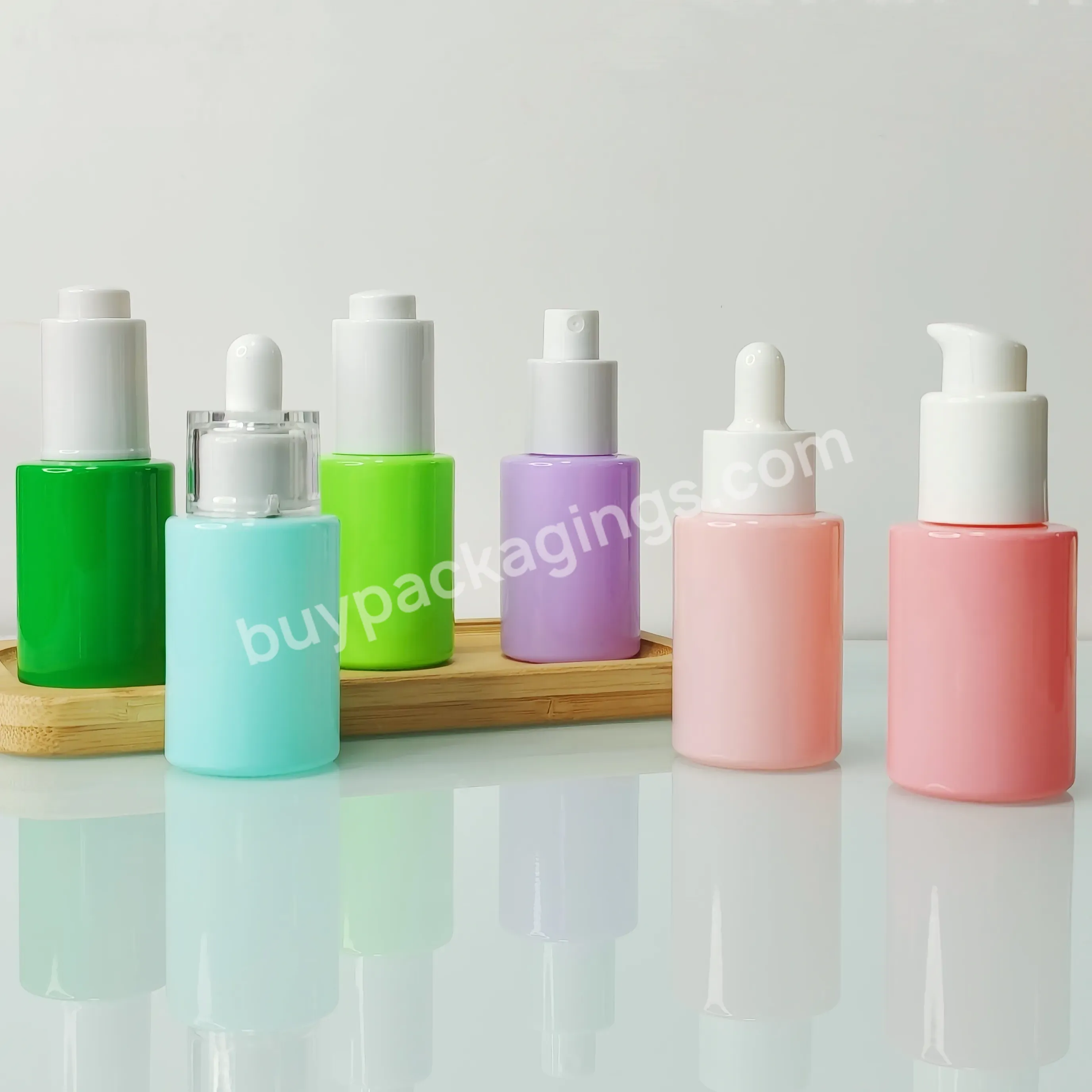 Factory Price 30ml 50ml Cosmetic Package Skin Care Essential Oil Serum Flat Shoulder Glass Dropper Bottle