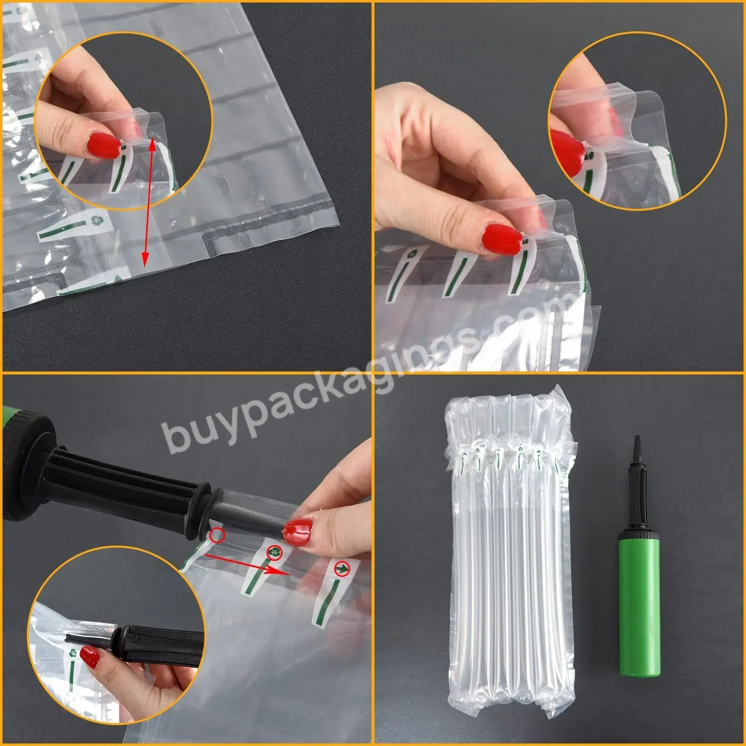 Factory Price Air Cushion Bubble Film Red Wine Packaging Bag Air Column Wrap