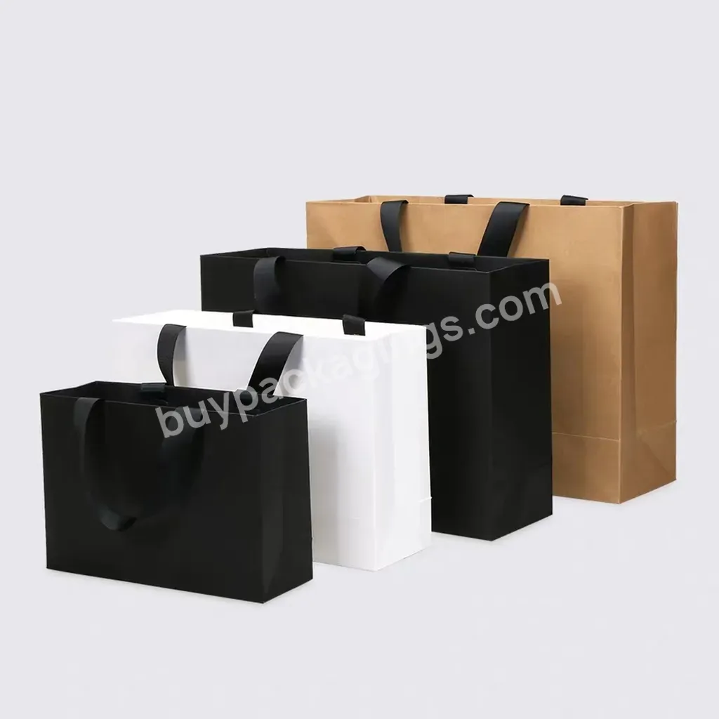 Factory Price Custom Logo Luxury Shopping Jewelry Small Matt Kraft Black Paper Bags With Handles