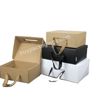 Factory Price Custom Printed Logo Men Woman Children Empty Product Packaging Carton Shipping Shoes Box With Ribbon Handle