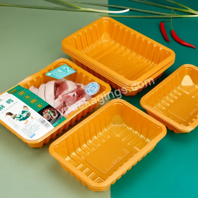 Factory Price Disposable Frozen Food Tray Packaged Black Red Supermarket Meat Blister Packing Plastic Food Tray