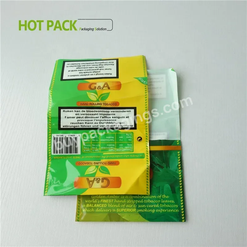 Factory Price Empty Golden Leaf Rolling Tobacco Pouches With Zipper/oem Hand Rolling Tobacco Pouches Made In China