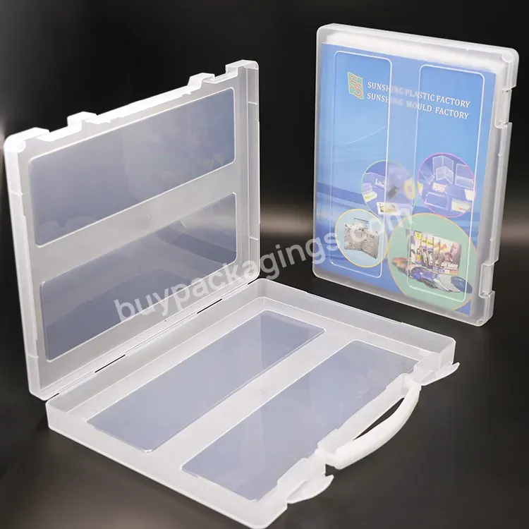 Factory Price File Storage Boxes Print Logo Plastic Document Case Clear A4 Size Box Folder With Handle