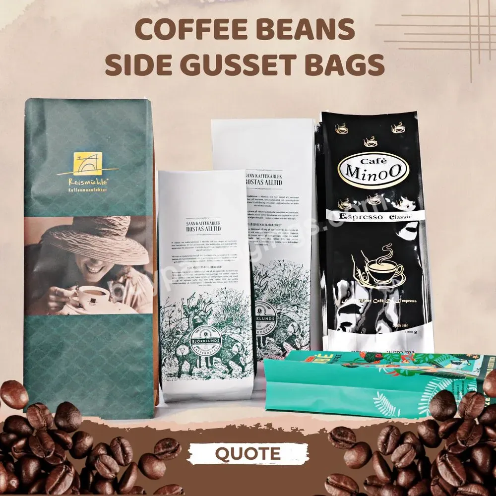 Factory Price Flat Bottom Stand Up Zipper Valve Customized 150g 250g 500g Coffee Packaging Bags