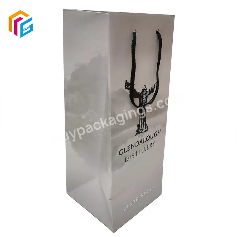 Factory price free sample custom logo offset printed wine packaging bags art paper gift paper bag with handles