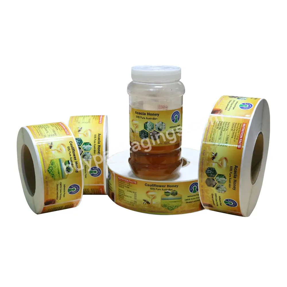 Factory Price Honey Plastic Bottle Labels Printing Roll,Customised Private Honey Label Stickers