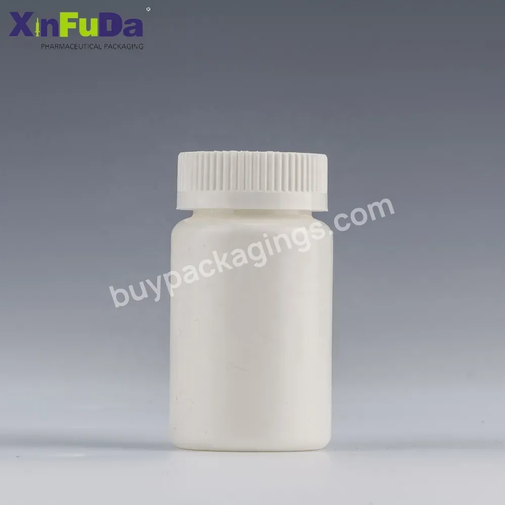 Factory Price Pharma Packaging Tablet Bottle 100cc Empty White Screw Childproof Cap Plastic Pill Bottle With Labels