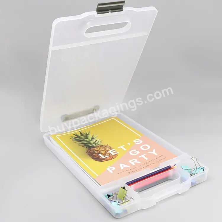 Factory Price Pp Office Document A4 Plastic File Clip Storage Box Case With Pen Slot Stationery Pad Clipboard Handle - Buy A4 Plastic File Storage Box Case With Pen Slot,Clipboard Clip Storage,Clipboard Storage Case.