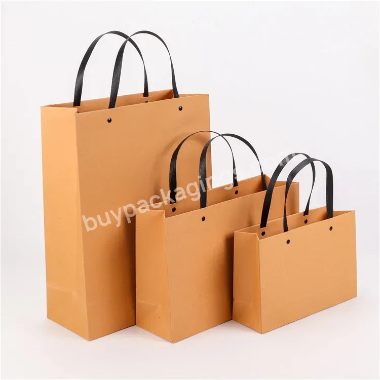Factory Price Recyclable Kraft Brown Paper Bag With Rope Handle Your Logo Flat Handle Kraft Paper Bag