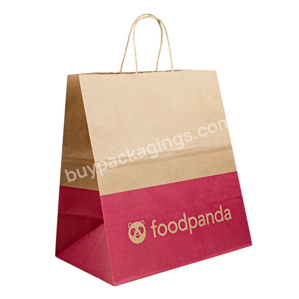 Factory Price Restaurant Brown Restaurant Take Out Paper Bag With Handles