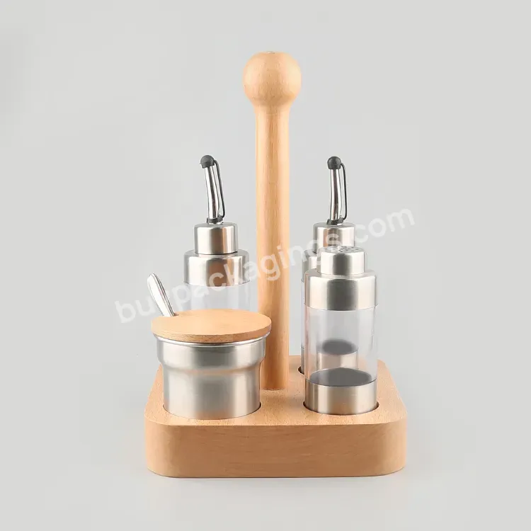 Factory Price Unique Square Bamboo Seasoning Rack Kitchen Stainless Steel Condiment Set - Buy Bamboo Seasoning Rack,Stainless Steel Condiment Set,Vinegar Bottle.