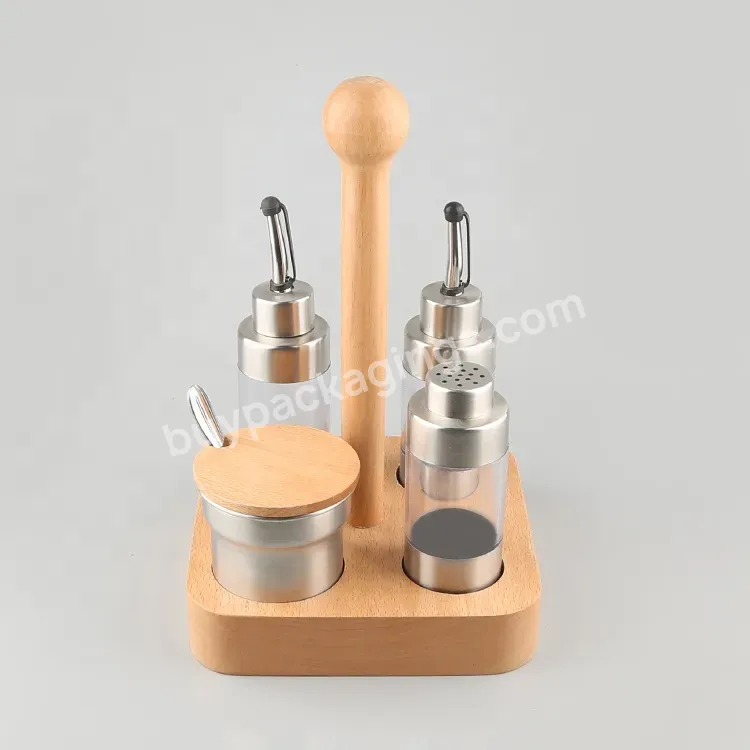 Factory Price Unique Wood Kitchen Spice Rack Set Four Piece Suit Kitchen Condiment Bottle With Capsicum Jar - Buy Kitchen Condiment Bottle,Wood Kitchen Spice Rack Set,Four Piece Suit Condiment Bottle.