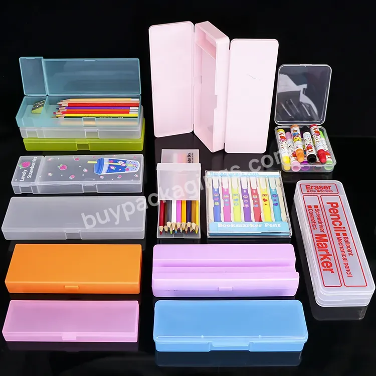 Factory Price Various Plastic Snap Pink Cute Sublimation Blank Clear Stationery Pencil Case Pp Color School Box