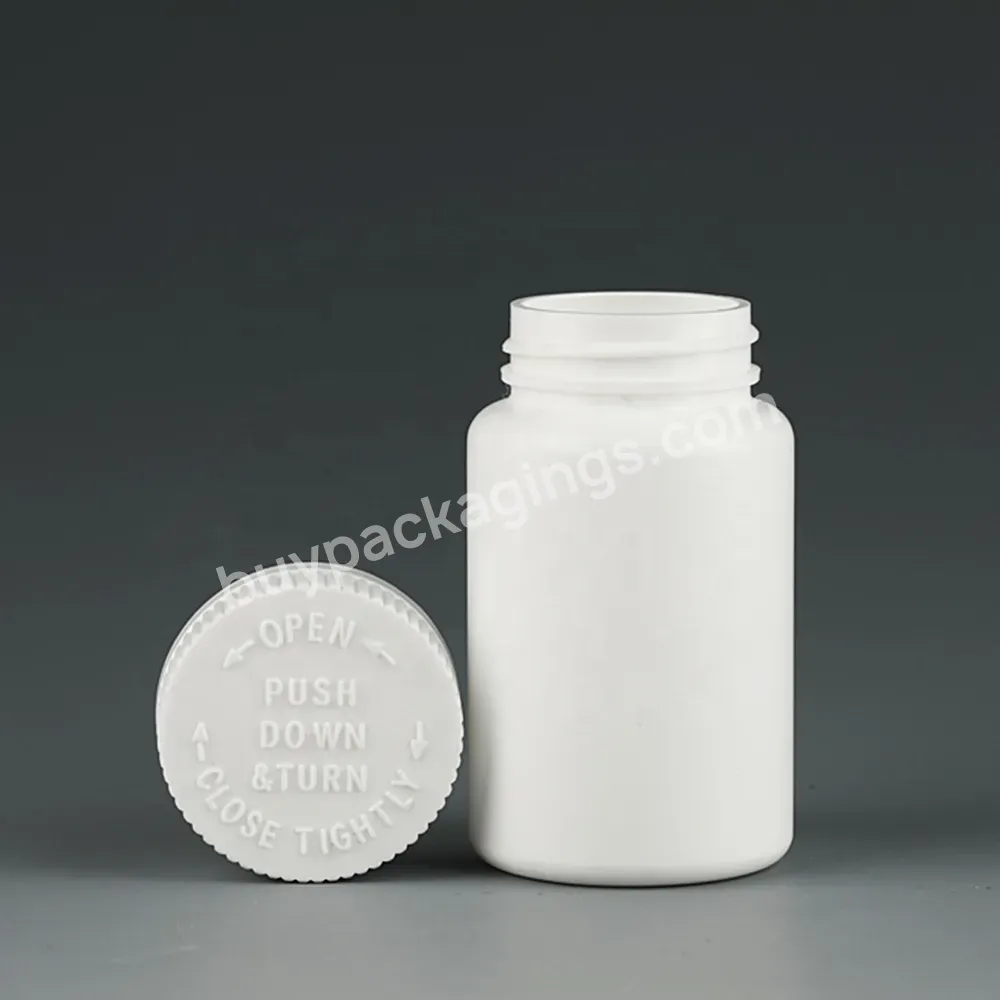 Factory Price White Custom Color 100ml Plastic Safety Seal Pe Prescription Pill Use Vitamin Empty Bottles With Child Proof Cap