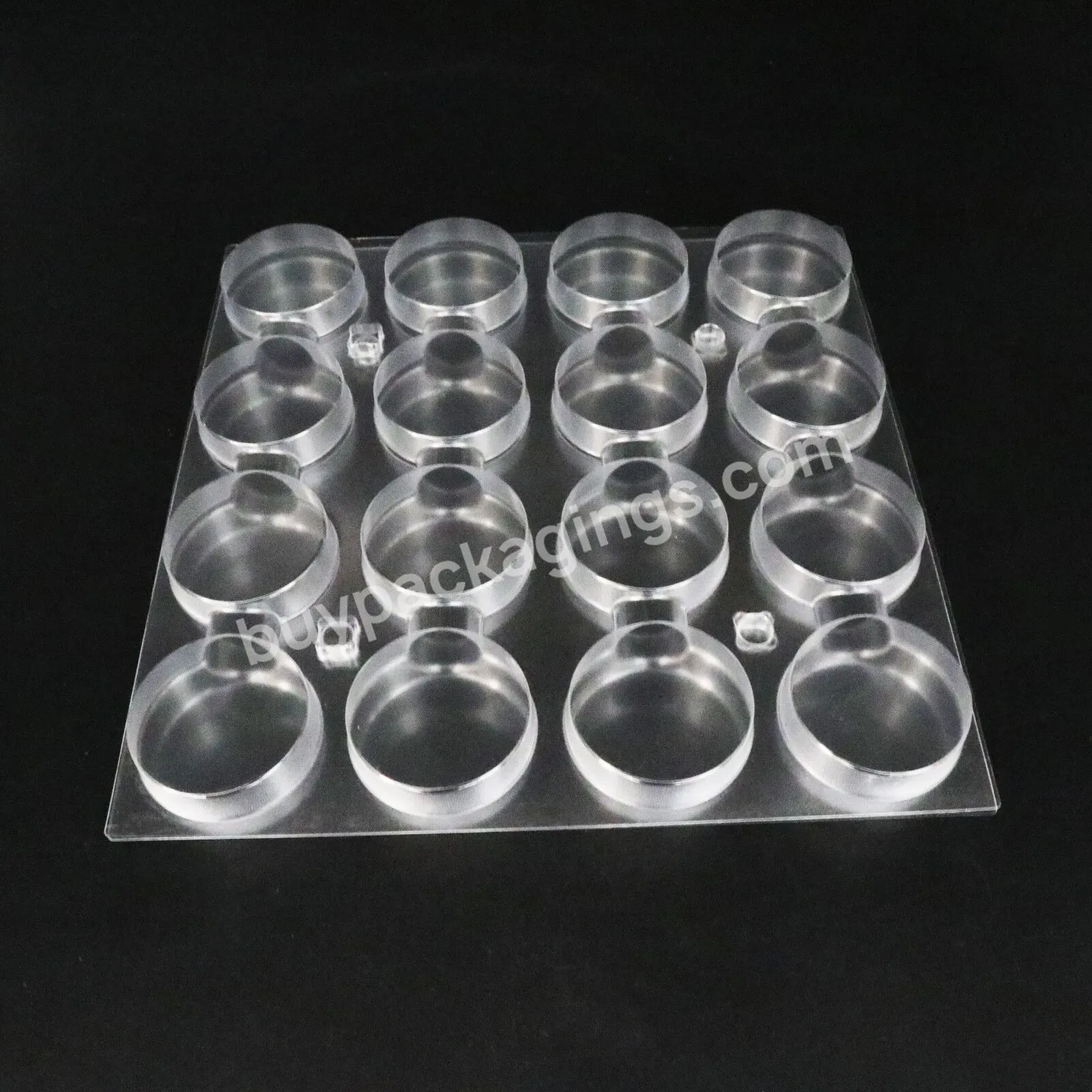 Factory Price Wholesale Round 16 Cell Chocolate Macaron Plastic Pvc Container Plastic Packaging Dessert Tray