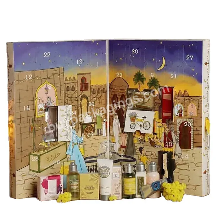 Factory Printing Custom Cardboard Cosmetic Cookie Chocolate Packaging Muslim Ramadan Advent Calendar Box