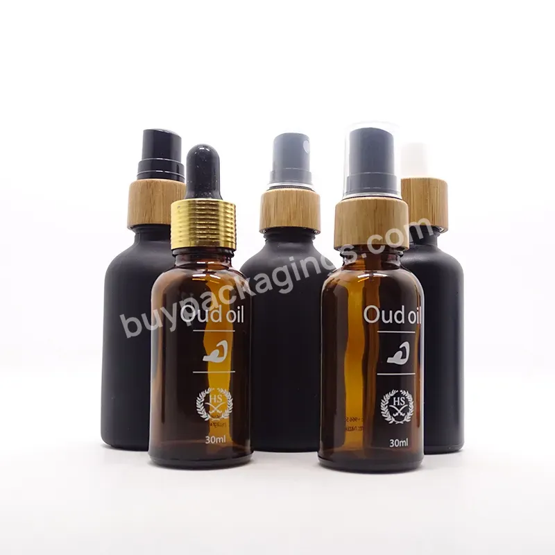 Factory Produced Wholesale Hot Sale 1oz 5ml 10ml 20ml 50ml Amber Premium Glass Essential Oil Round Glass Bottle With Bamboo Cap