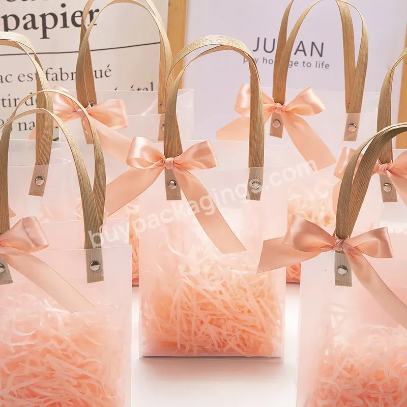 Factory Promotion Custom Colorful Popular Luxury Pvc Gift Wedding Birthday Bow Tie Handbag Shopping Paper Bag