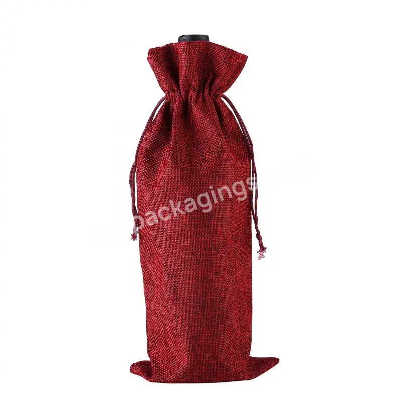 Factory Promotion Customized High-grade New Design Cotton Linen Environmental Protection Durable Red Wine Bag