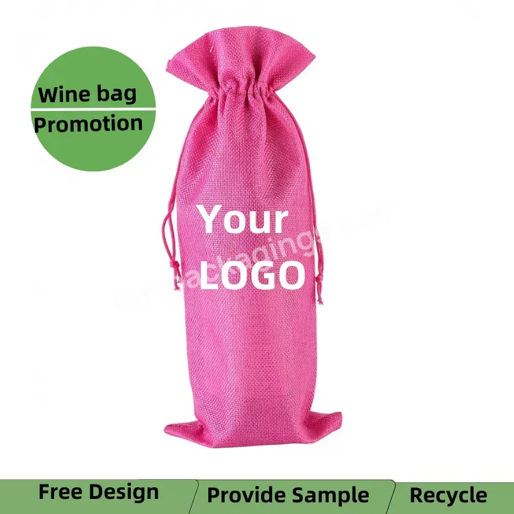 Factory Promotion Customized High-grade New Design Cotton Linen Environmental Protection Durable Red Wine Bag