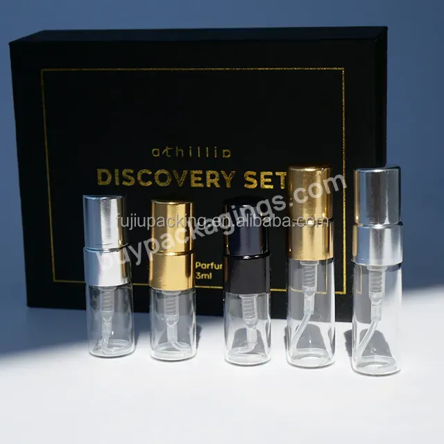 Factory Sales 2ml 5ml 10ml Clear Glass Perfume Spray Sample Bottle With Black Silver Gold Spray Cap