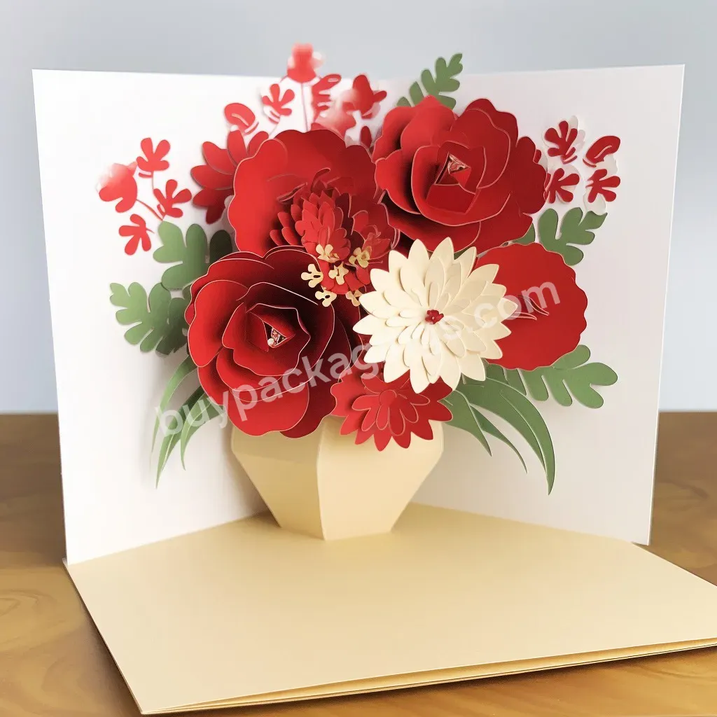 Factory Sales 3d Handmade Pop Up Greeting Cards Flower Rose Sunflower 3d Pop Up Paper Card