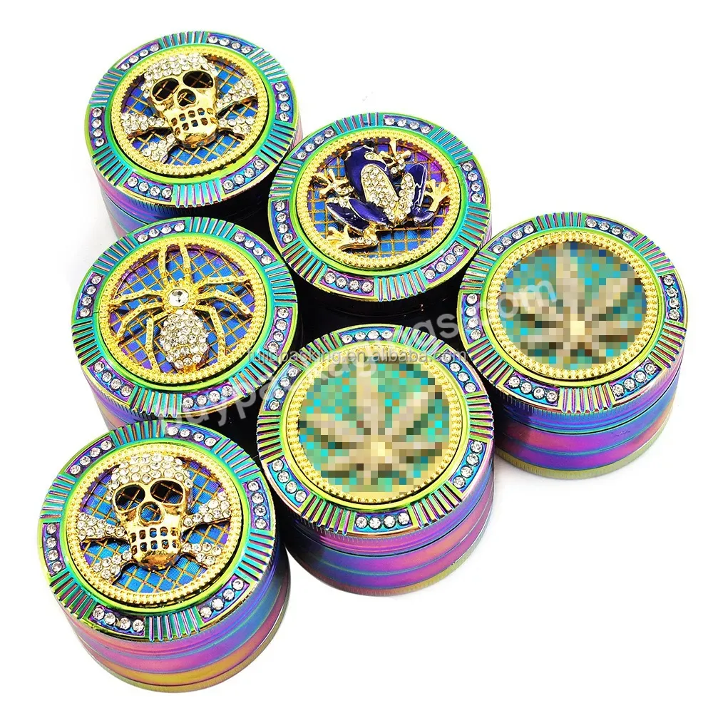 Factory Sales 4 Part Metal Aluminum Alloy Cartoon Shaped Pattern Bling Spider Skull Spice Herb Grinder - Buy High Quality 40/50mm Pattern Bling Spider Skull Spice Herb Grinder,New Design 4 Part Metal Aluminum Alloy Cartoon Shaped Herb Grinder,Factory