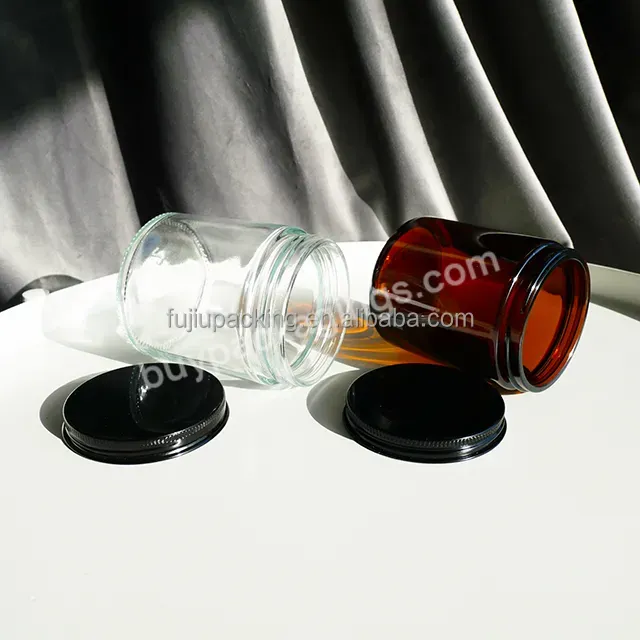 Factory Sales 8 Oz Wide Mouth Straight Side Round Glass Jar With Metal Lids - Buy Green Straight Side Round Glass Jar With Black Lids,Factory Sales 8oz Wide Mouth Glass Jar With Metal Lid,8oz Empty Clear Round Matte Frosted Jar.