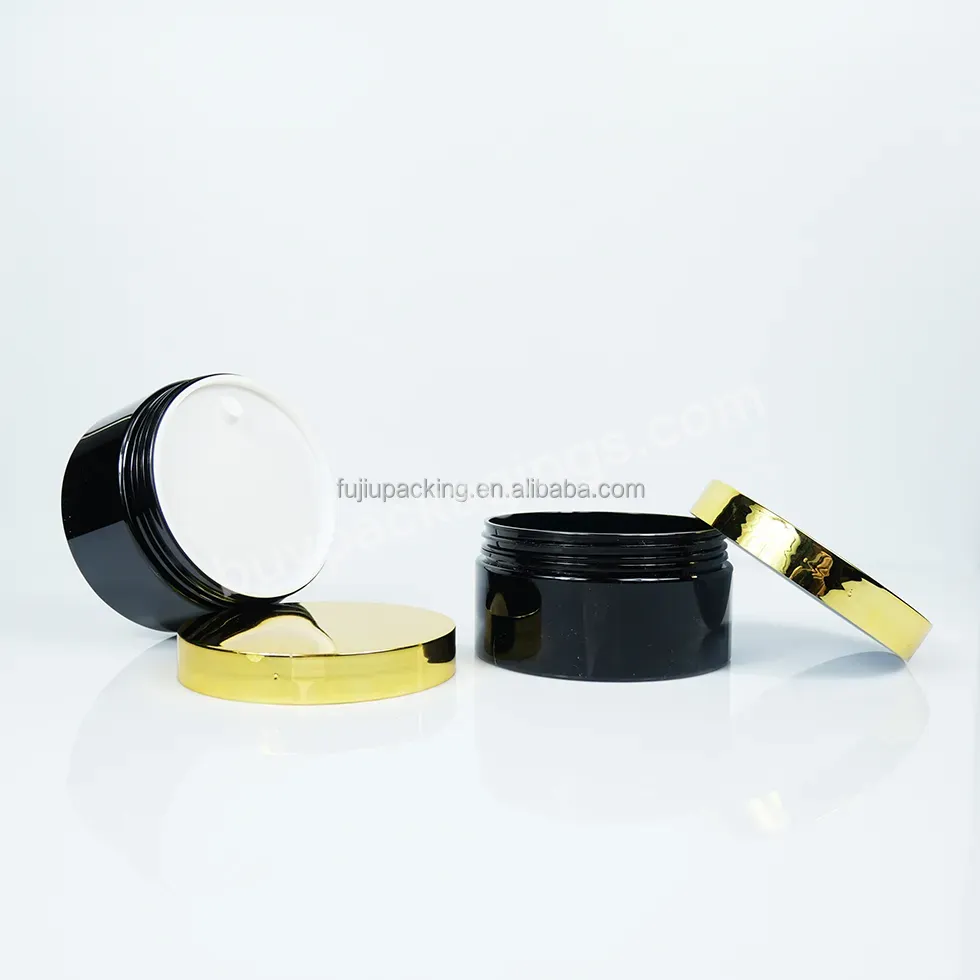 Factory Sales Bright Black 30g 50g 60g 80g 100g 120g 150g 200g 250g 500g Scrub Pet Cream Cosmetic Jars Gold Lids