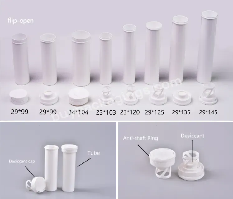 Factory Sell Plastic Vitamins Tablet Tube Effervescent Bottle With Desiccant In The Lid For Tube Container