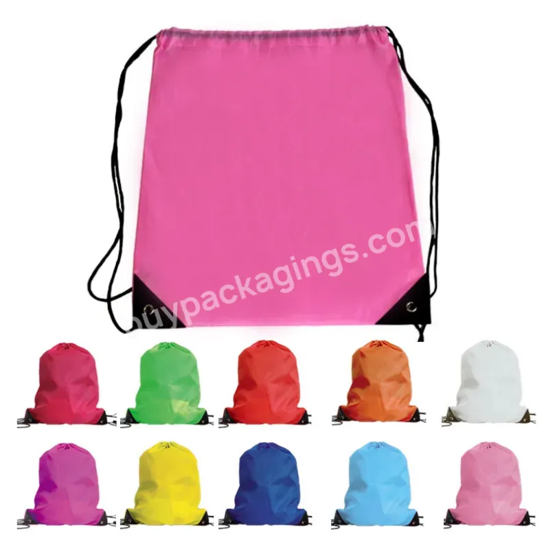 Factory Spot Cheap 210d Nylon Drawstring Bags Printing Custom Logo Drawing String Bag Backpack With Logo