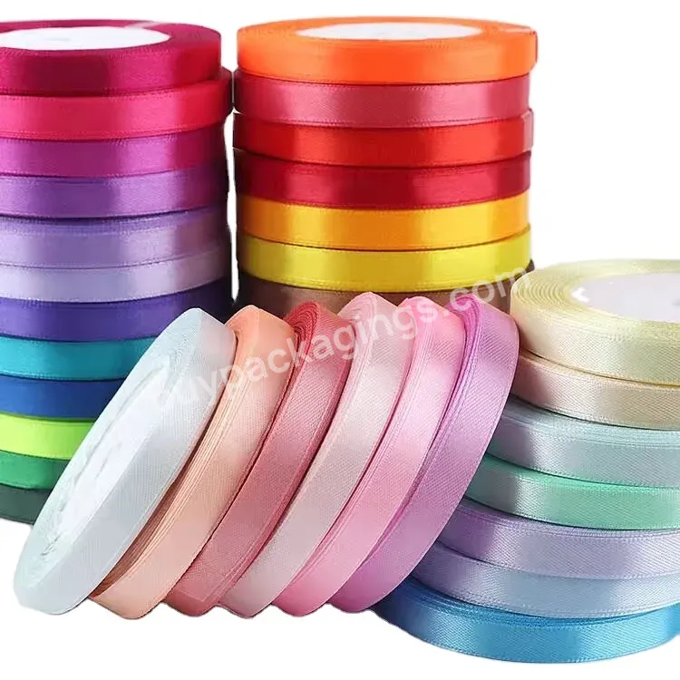 Factory Stocked Mixed Solid Colors 3-100mm Width Single Double Faced Smooth Satin Ribbon