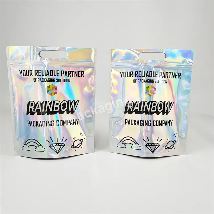 Factory Supplied 3.5g 7g 14g 28g Matte Holographic Stand Up Zipper Bag Aluminum Foil Mylar Bag With Tear Notch