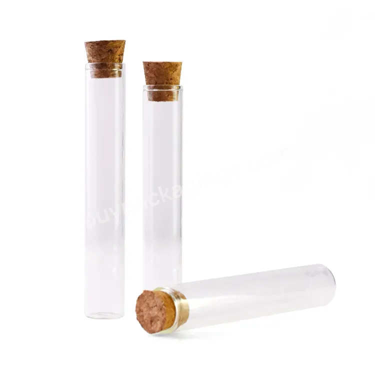 Factory Supply Custom Size Straight Side Borosilicate Glass Tube Test Tube With Nature Cork For Rolling Packaging