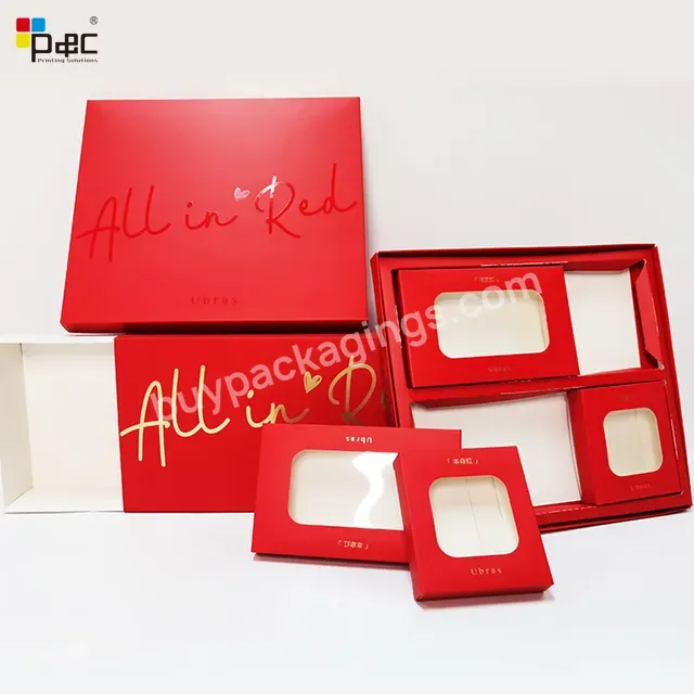 Factory Supply Red Luxury Sliding Out Open Cardboard Paper Gift Drawer Box P&c Packaging