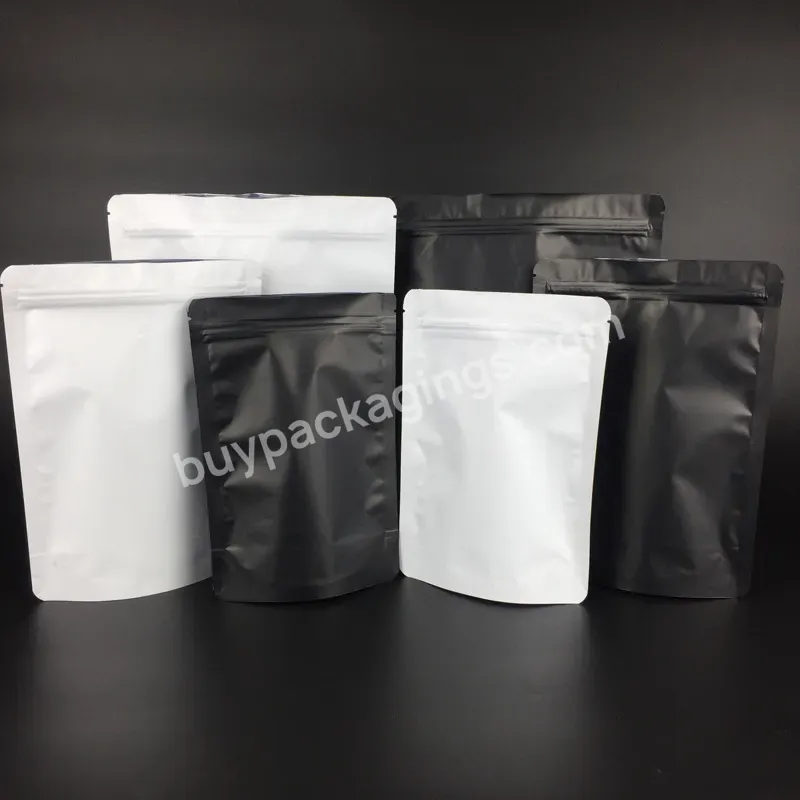 Factory Supply Stand Up Smell Proof Mylar Pouch Black White Aluminum Foil Plastic Ziplock Valve Coffee Bag