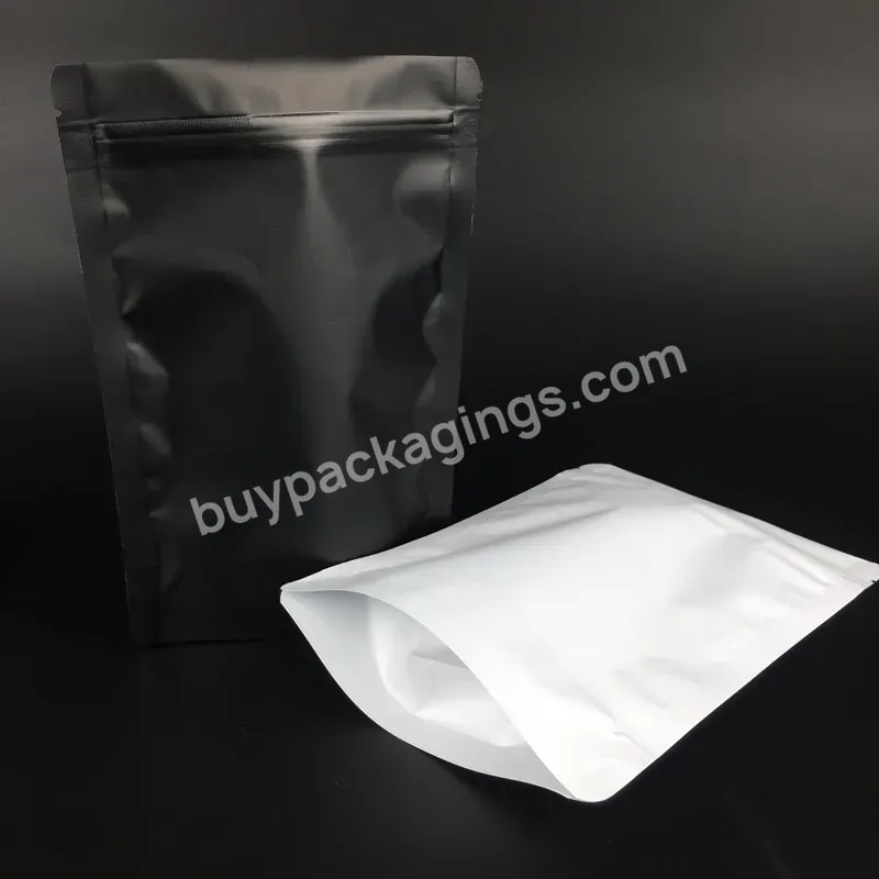 Factory Supply Stand Up Smell Proof Mylar Pouch Black White Aluminum Foil Plastic Ziplock Valve Coffee Bag