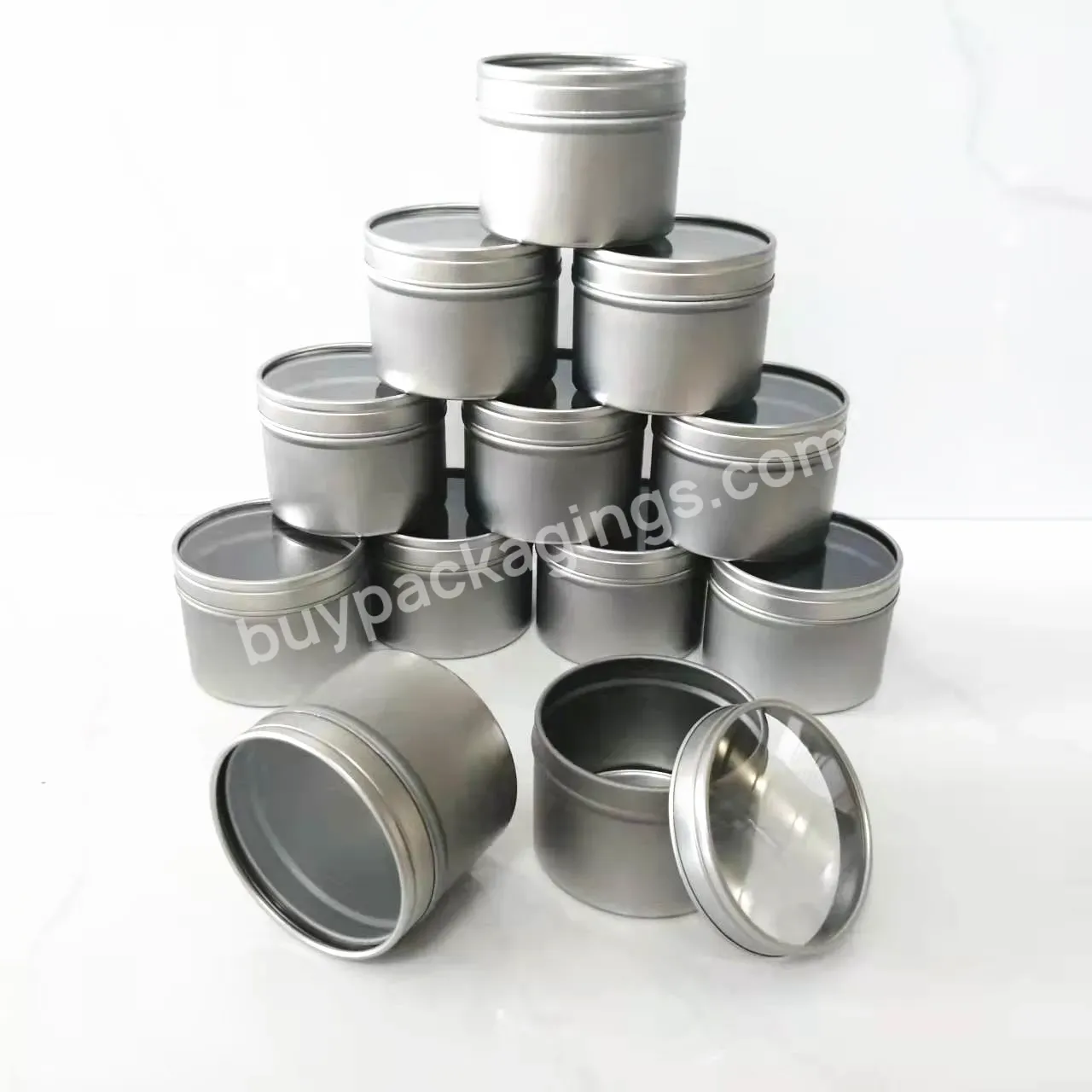 Factory Wholesale 4oz Empty Metal Tin Cans With Window Lids In Bulk 60x45mm For Packaging Spices,Candles,Beans,Tea,Coffee