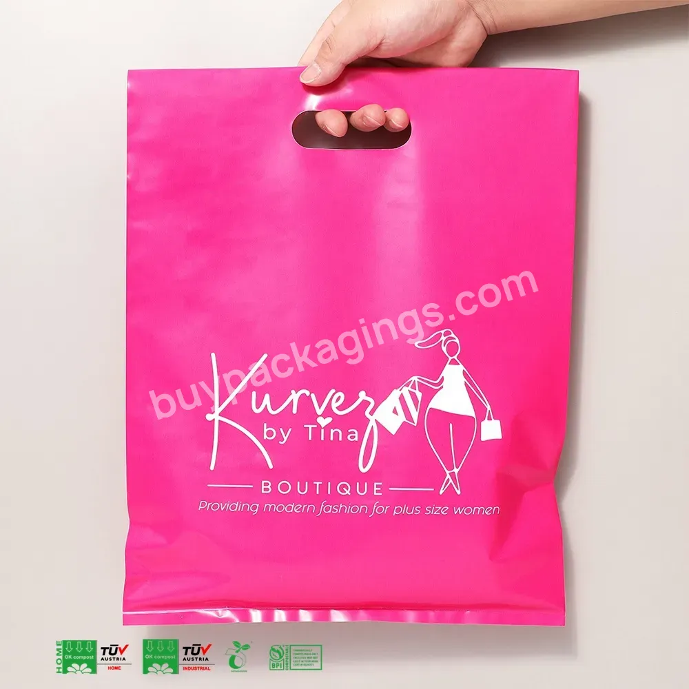 Factory Wholesale Biodegradable Heat Seal Die Cut Plastic Shopping Bag With Own Logo