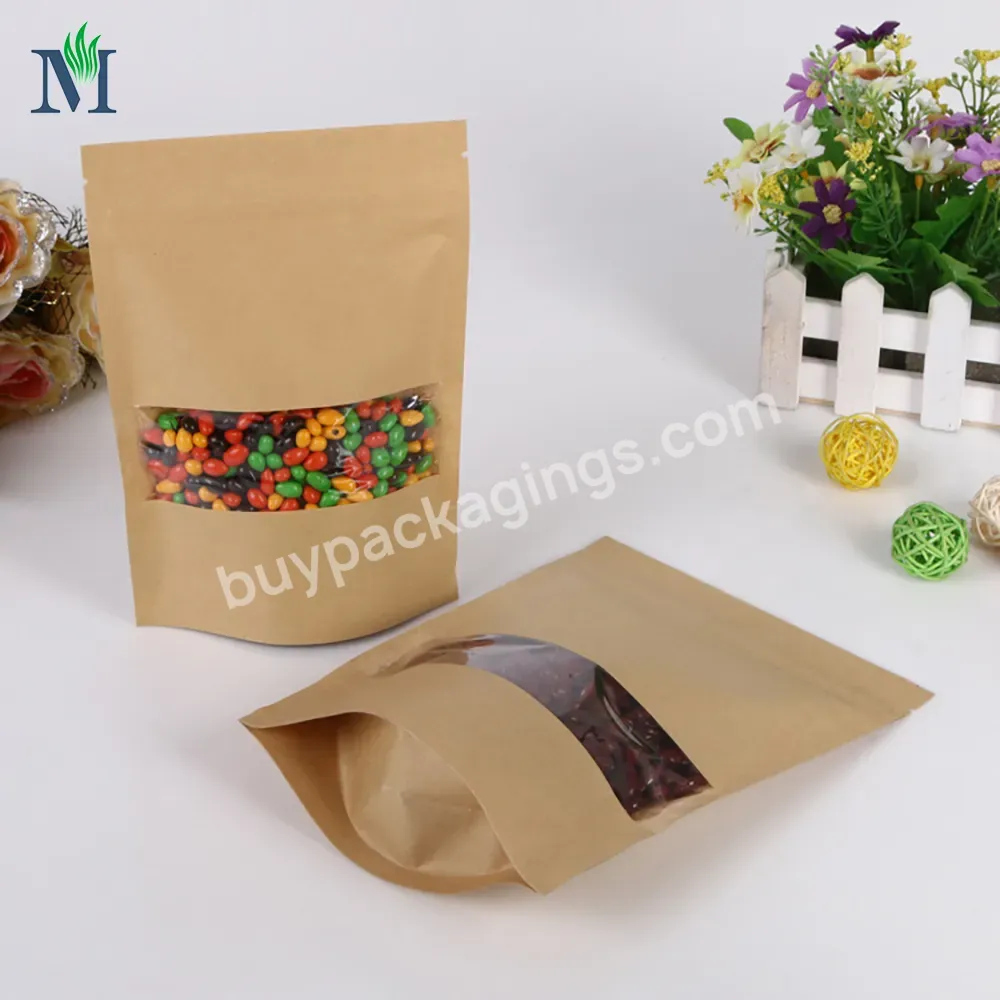 Factory Wholesale Biodegradable Ziplock Bag Kraft Paper Stand Up Pouch Packaging Bags Coffee Bag With Zipper