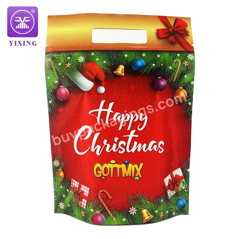Factory Wholesale Chips Candy Corns Aluminium Foil Special Material Stand-up Christmas Gifts Pouch Bag With Hanger Holes