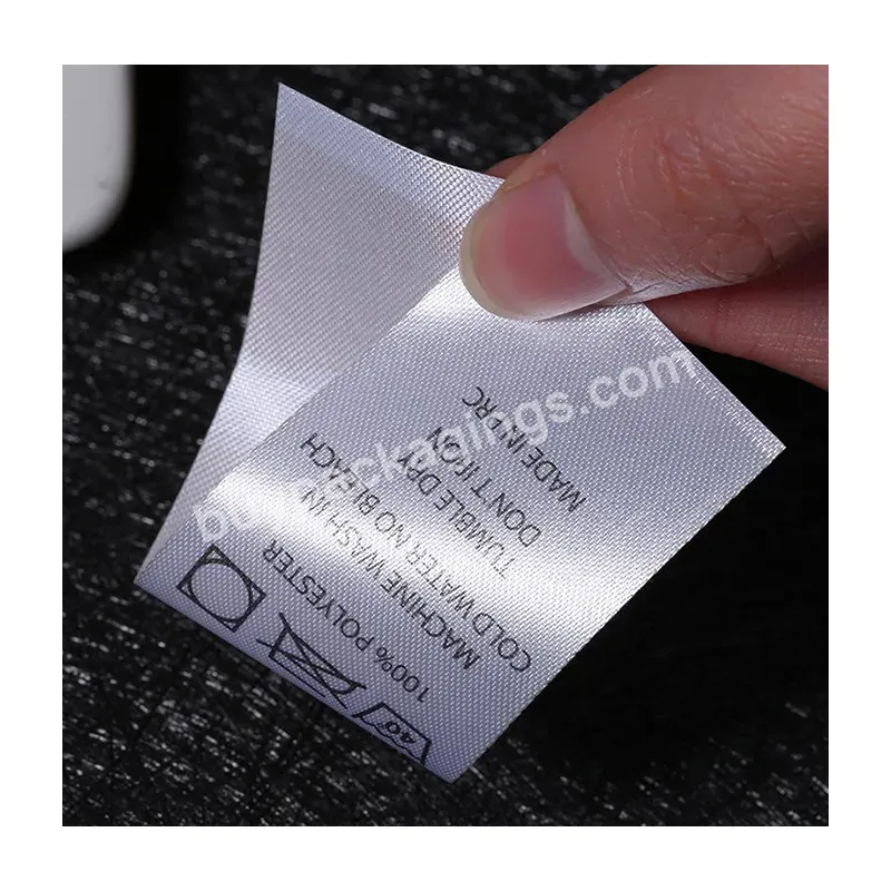 Factory Wholesale Clothing Labels Satin Ribbon Fabric Material Wash Care Labels Clothing Hanger Stickers Neck Label