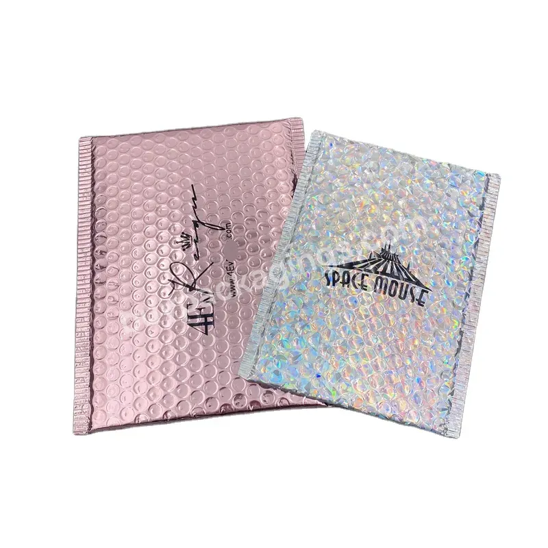 Factory Wholesale Custom Printed Pink Colored Plastic Bubble Mailing Bag Padded Envelope/metallic Poly Bubble Mailer