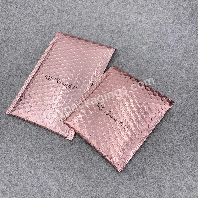 Factory Wholesale Custom Printed Pink Colored Plastic Bubble Mailing Bag Padded Envelope/metallic Poly Bubble Mailer